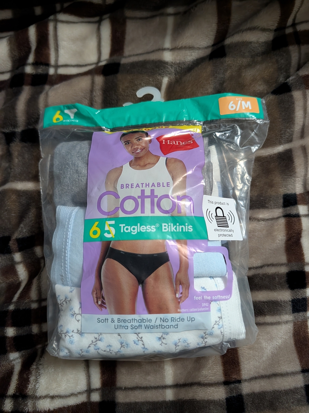 Hanes Women's Size 6/M Breathable Cotton Tagless Bikinis – Pack of 6